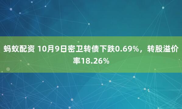 蚂蚁配资 10月9日密卫转债下跌0.69%，转股溢价率18.26%